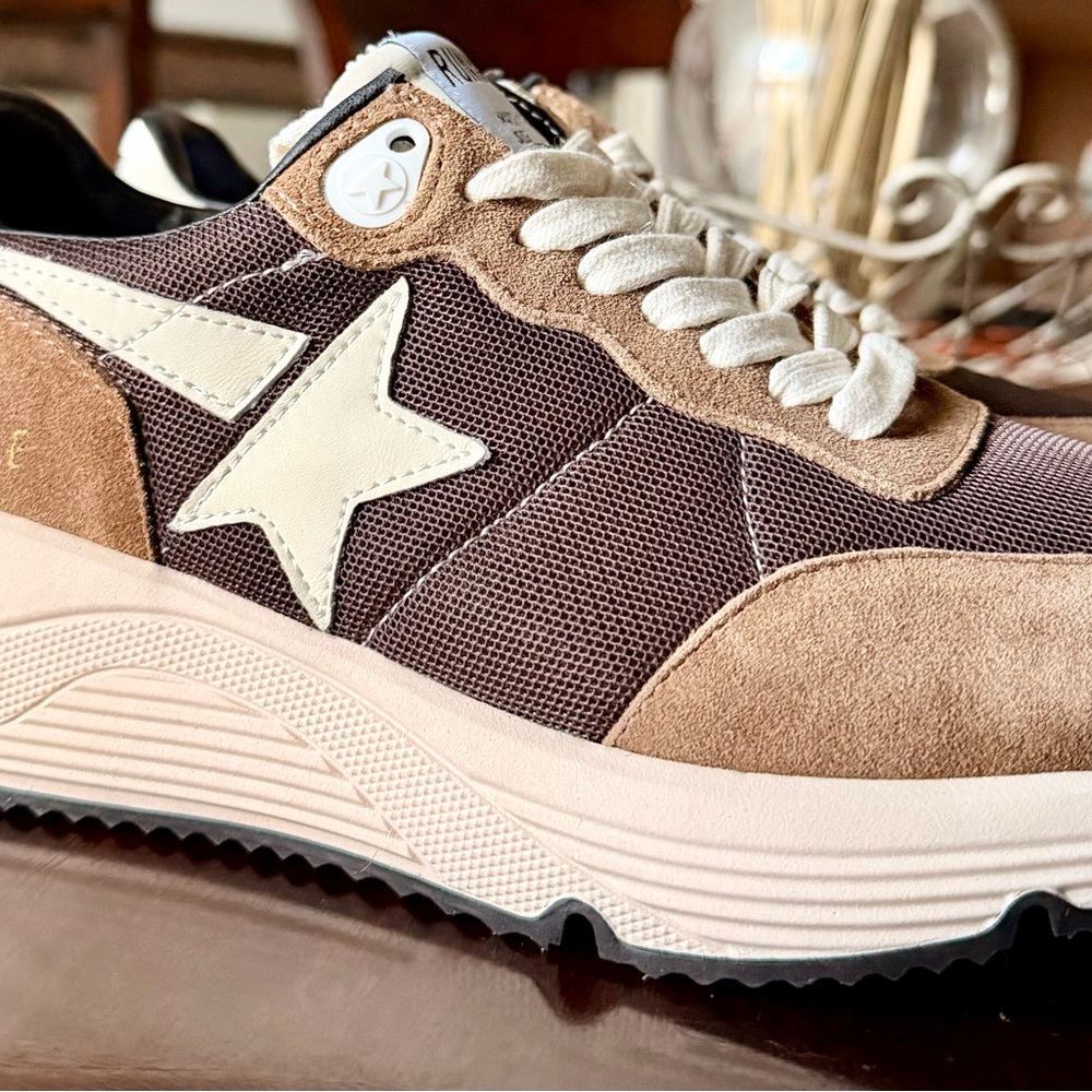 Golden Goose Brown and Cream Athletic Shoes